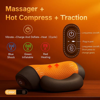 CerviLux™ Electric Massager Cervical Pillow Hot Compress Vibration Massage Neck Traction Relax Sleeping Memory Foam Pillow Spine Support + Free BONUS ebook Mother's Day