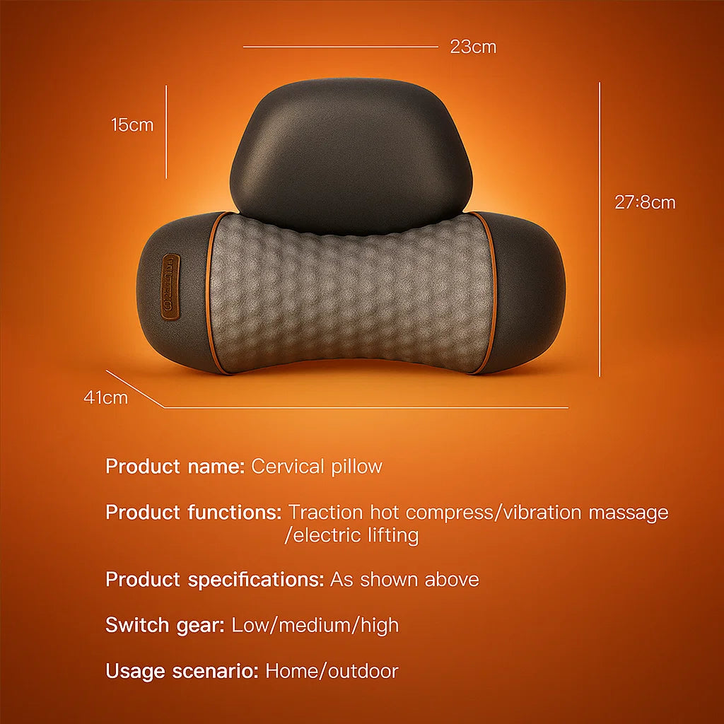 CerviLux™ Electric Massager Cervical Pillow Hot Compress Vibration Massage Neck Traction Relax Sleeping Memory Foam Pillow Spine Support + Free BONUS ebook Mother's Day