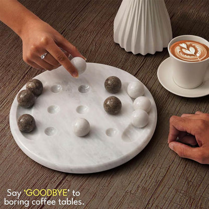 Marble 25cm Tic Tac Toe - White & Oceanic