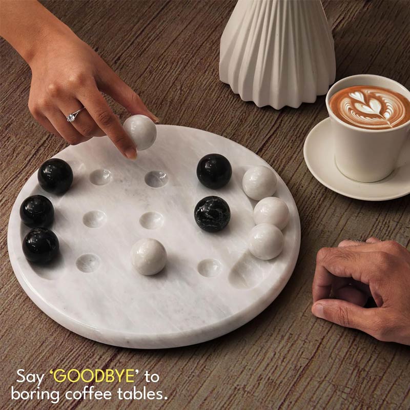 Marble 25cm Tic Tac Toe - White & Black