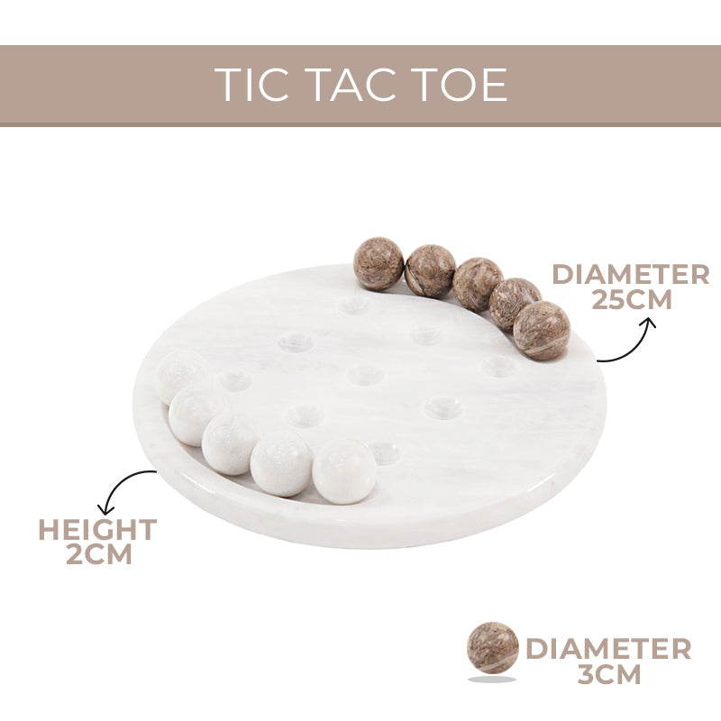Marble 25cm Tic Tac Toe - White & Oceanic