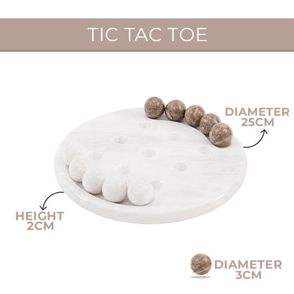 Marble 25cm Tic Tac Toe - White & Oceanic