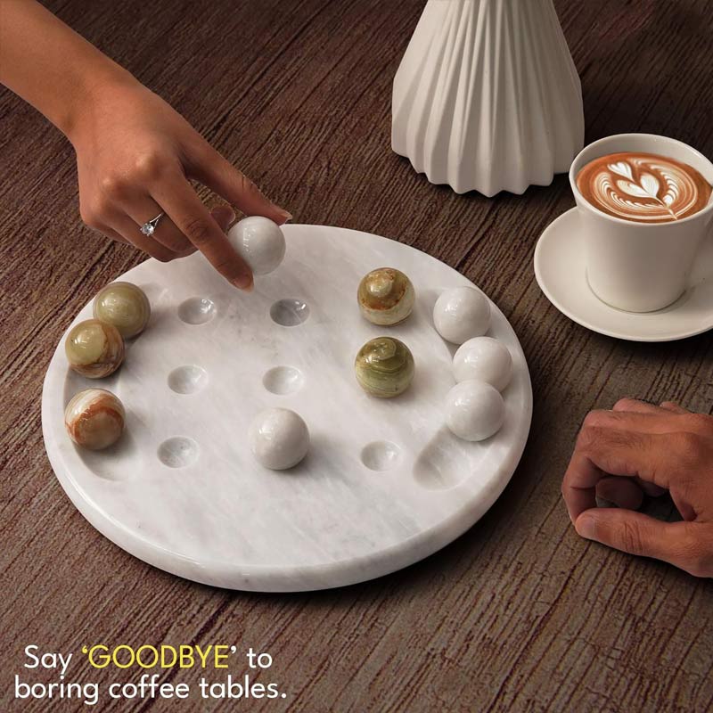 Marble 25cm Tic Tac Toe - White & Green