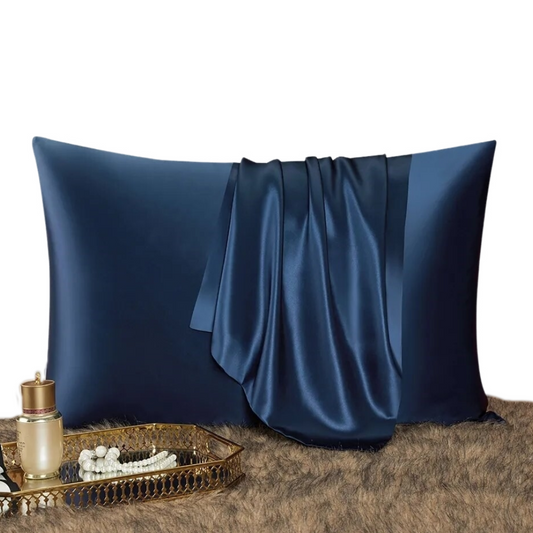 Anyhouz Pillowcase 50x90cm Dark Blue Natural Mulberry Silk For Comfortable And Relaxing Home Bed