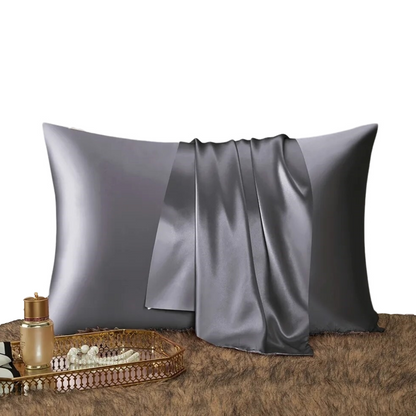 Anyhouz Pillowcase 51x66cm Dark Gray Natural Mulberry Silk For Comfortable And Relaxing Home Bed