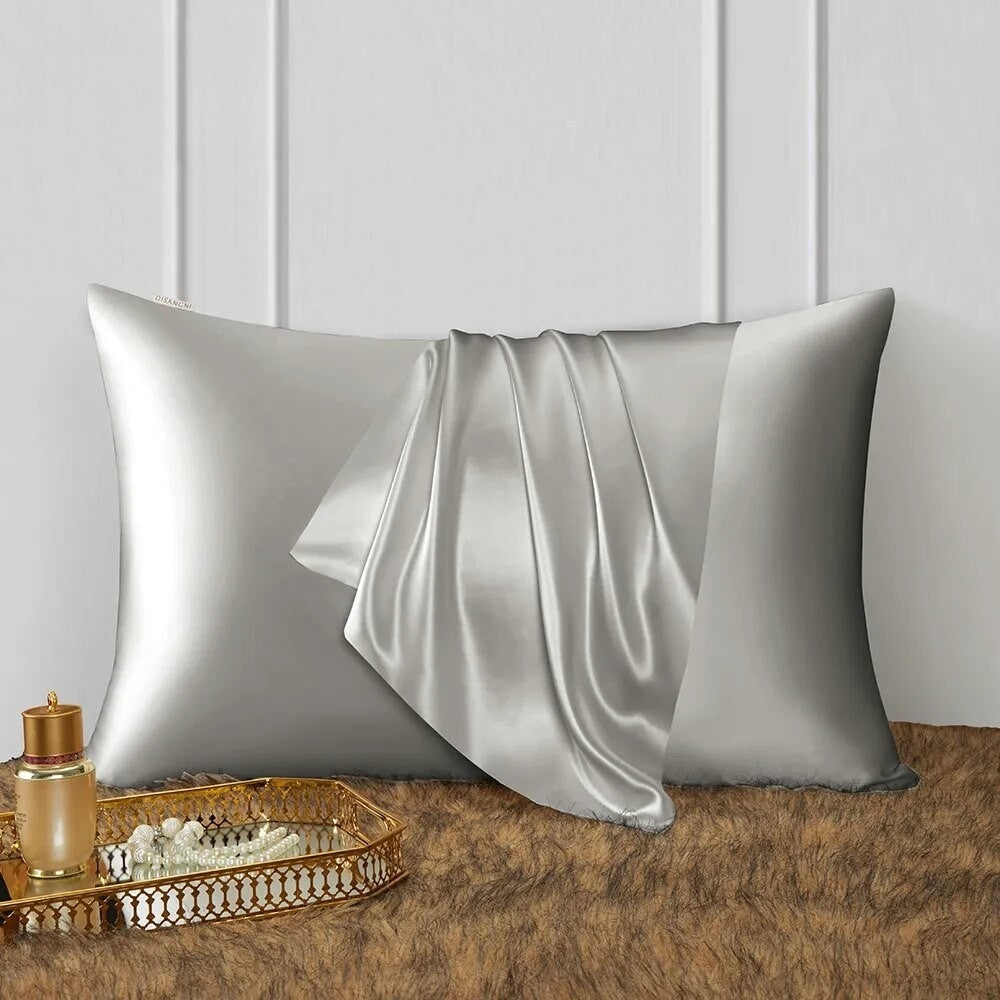 Anyhouz Pillowcase 51x66cm Light Gray Natural Mulberry Silk For Comfortable And Relaxing Home Bed
