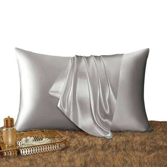 Anyhouz Pillowcase 51x66cm Light Gray Natural Mulberry Silk For Comfortable And Relaxing Home Bed