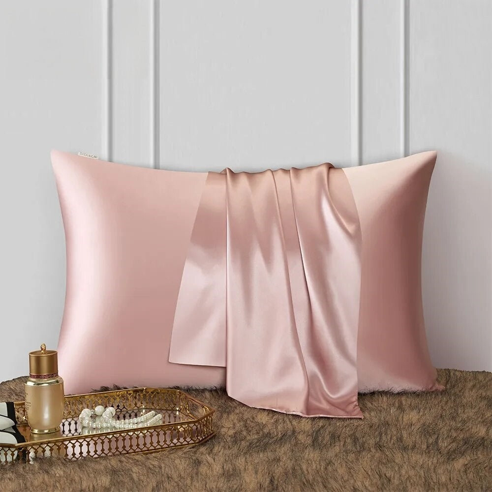 Anyhouz Pillowcase 51x66cm Pink Natural Mulberry Silk For Comfortable And Relaxing Home Bed