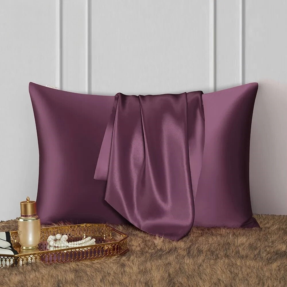 Anyhouz Pillowcase 51x66cm Purple Natural Mulberry Silk For Comfortable And Relaxing Home Bed