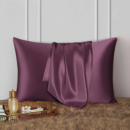 Anyhouz Pillowcase 51x66cm Purple Natural Mulberry Silk For Comfortable And Relaxing Home Bed