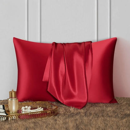 Anyhouz Pillowcase 51x66cm Red Wine Natural Mulberry Silk For Comfortable And Relaxing Home Bed