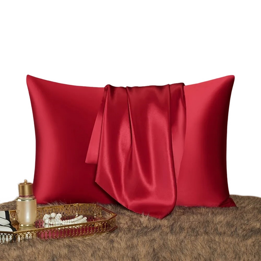 Anyhouz Pillowcase 50x75cm Red Wine Natural Mulberry Silk For Comfortable And Relaxing Home Bed