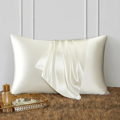 Anyhouz Pillowcase 51x66cm White Natural Mulberry Silk For Comfortable And Relaxing Home Bed