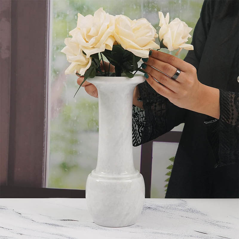 Marble Long Neck Vase - 25cm