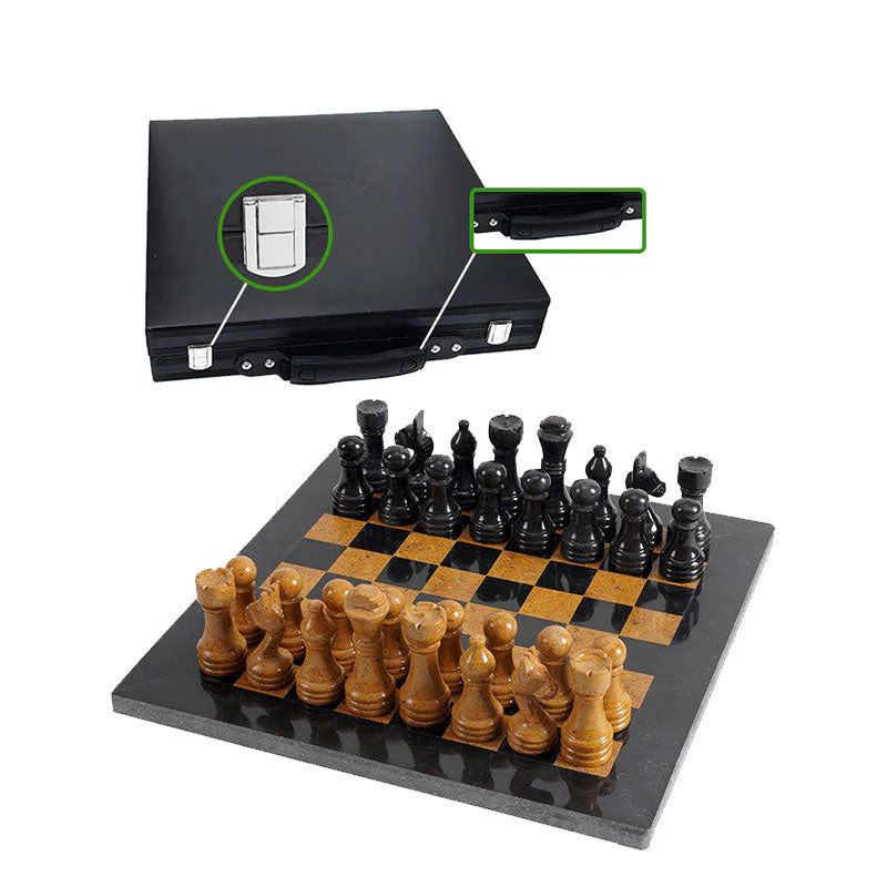 Marble Chess Set 30cm – Black & Golden