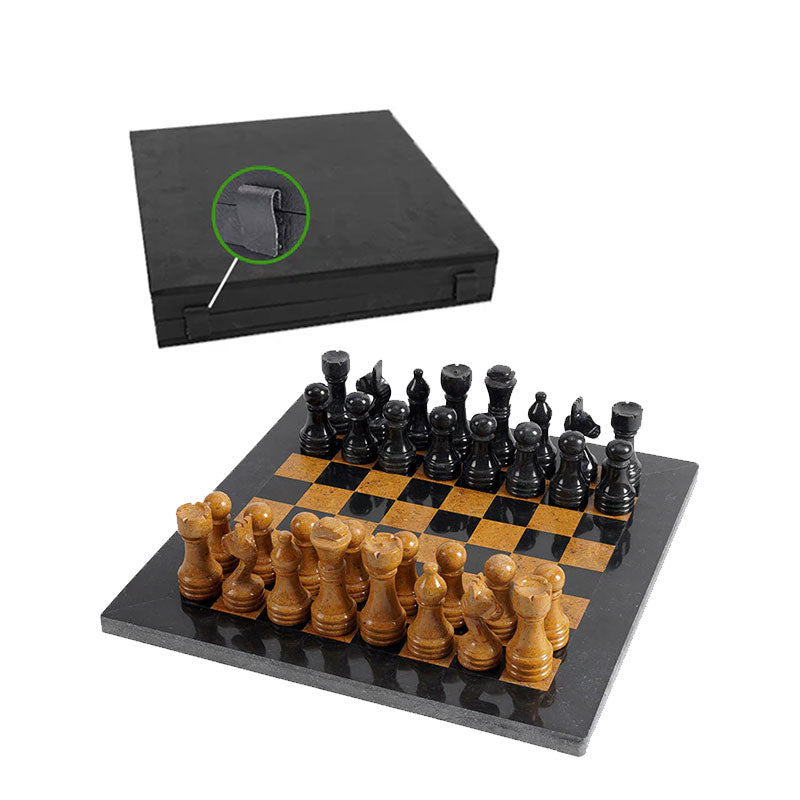 Marble Chess Set 30cm – Black & Golden