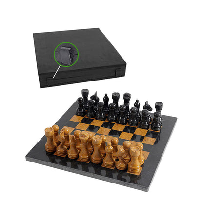 Marble Chess Set 30cm – Black & Golden