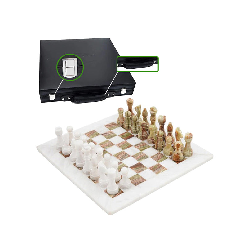 Marble Chess Set 30cm – Green & White