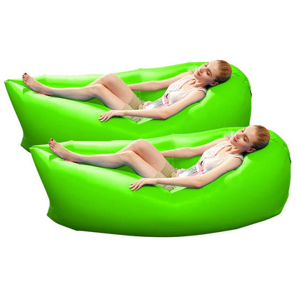 2X Fast Inflatable Sleeping Bag Lazy Air Sofa Green - Gifts-Australia