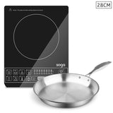 SOGA Electric Smart Induction Cooktop and 28cm Stainless Steel Fry Pan Cooking Frying Pan