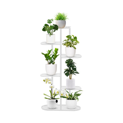 SOGA 6 Tier 7 Pots White Metal Plant Rack Flowerpot Storage Display Stand Holder Home Garden Decor
