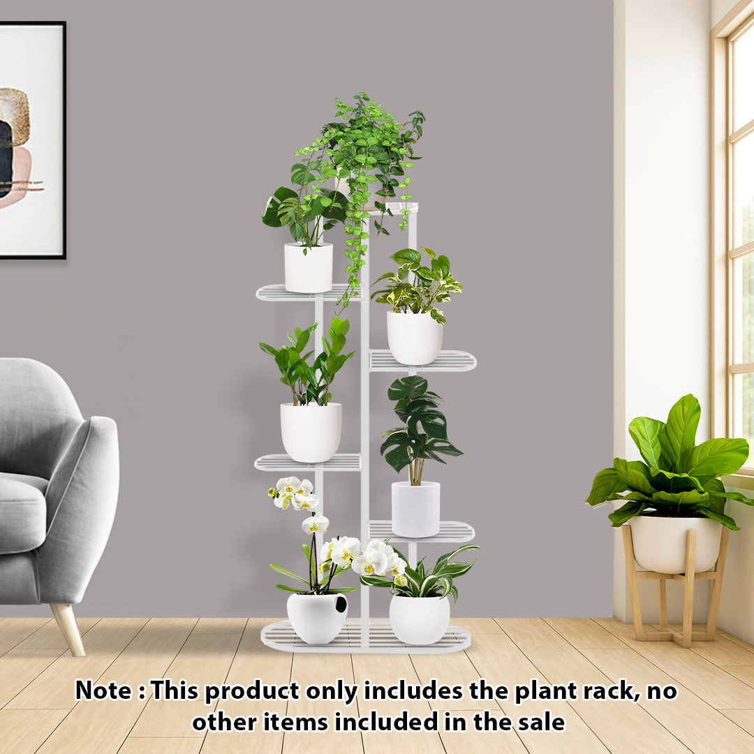SOGA 6 Tier 7 Pots White Metal Plant Rack Flowerpot Storage Display Stand Holder Home Garden Decor