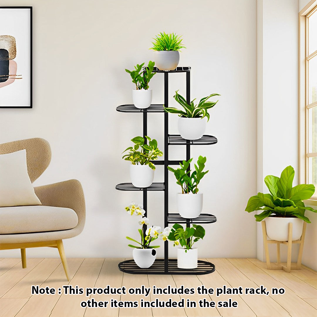SOGA 2X 6 Tier 7 Pots Black Metal Plant Rack Flowerpot Storage Display Stand Holder Home Garden Decor