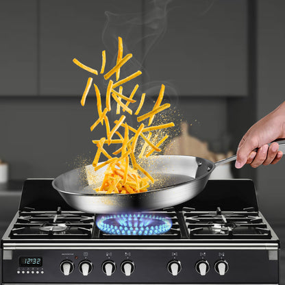 SOGA 36cm Stainless Steel Fry Pan Induction Cooking Pan with Helper Handle