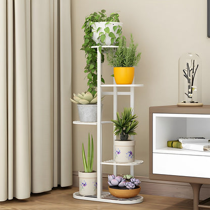 SOGA 6 Tier 7 Pots White Metal Plant Rack Flowerpot Storage Display Stand Holder Home Garden Decor