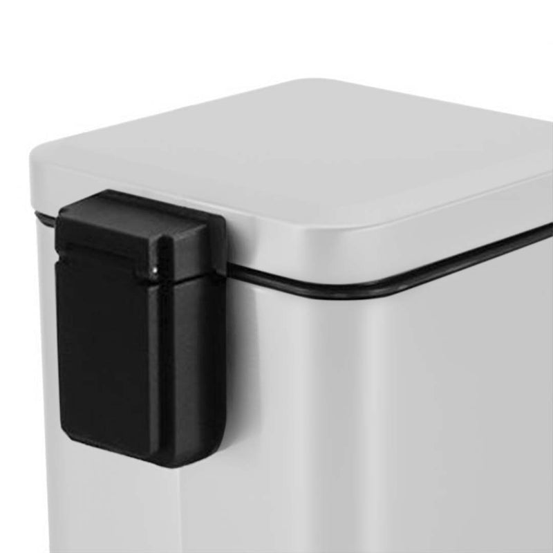 SOGA 4X 6L Foot Pedal Stainless Steel Rubbish Recycling Garbage Waste Trash Bin Square White