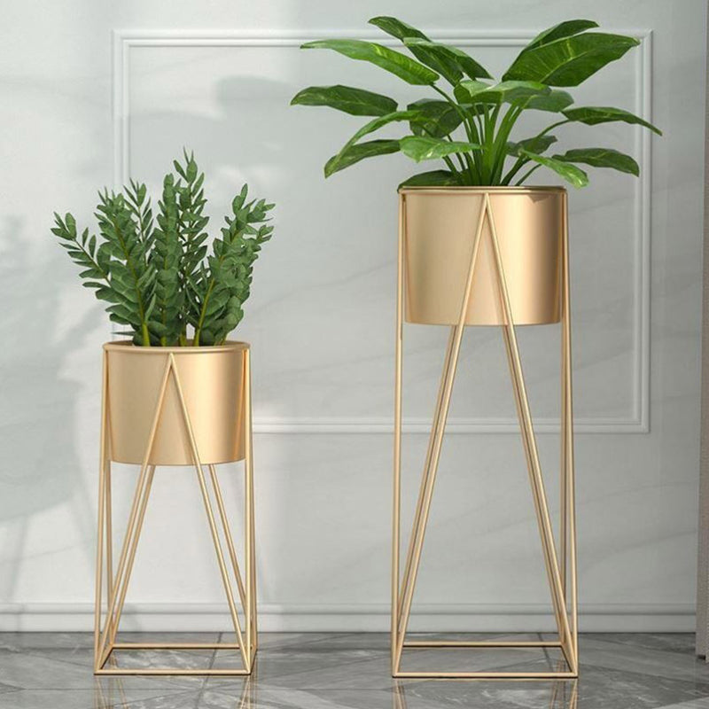 SOGA 4X 50cm Gold Metal Plant Stand with Gold Flower Pot Holder Corner Shelving Rack Indoor Display