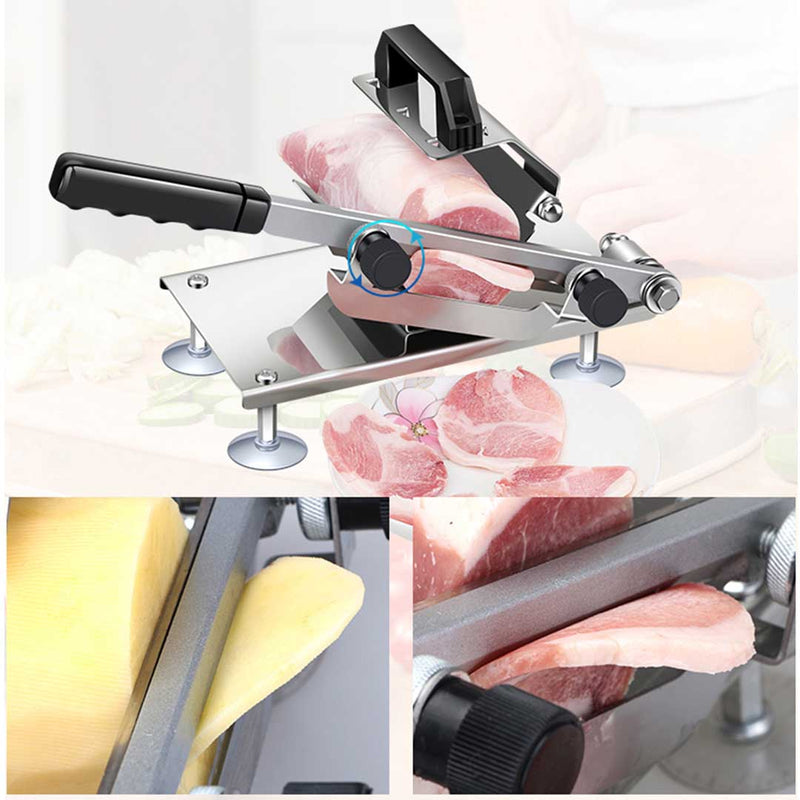 SOGA Manual Frozen Meat Slicer Handle Meat Cutting Machine 18/10 Commercial Grade Stainless Steel