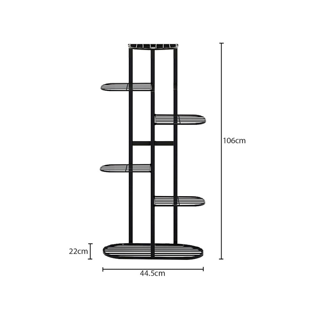 SOGA 6 Tier 7 Pots Black Metal Plant Rack Flowerpot Storage Display Stand Holder Home Garden Decor