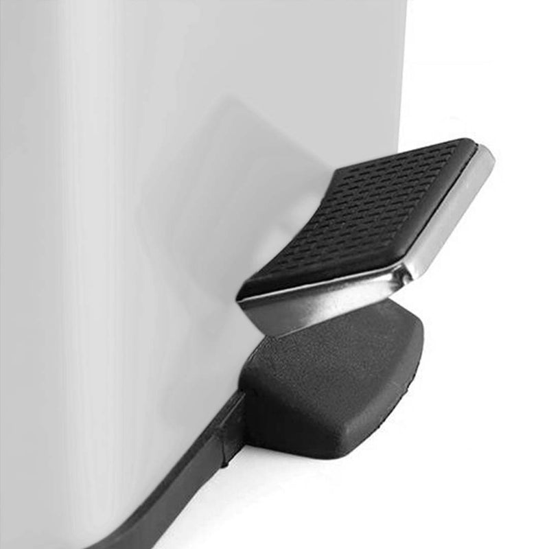 SOGA 4X 6L Foot Pedal Stainless Steel Rubbish Recycling Garbage Waste Trash Bin Square White