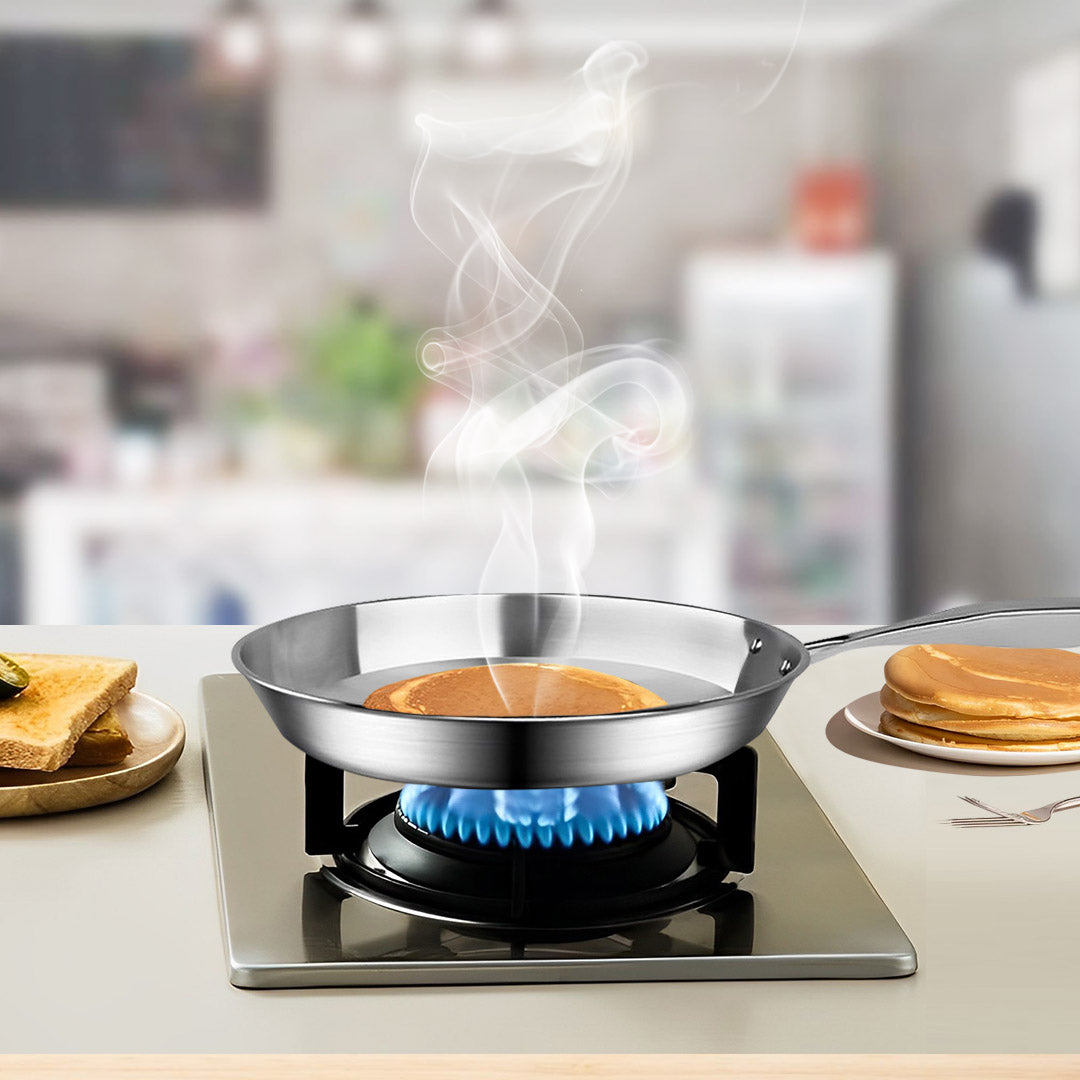 SOGA 36cm Stainless Steel Fry Pan Induction Cooking Pan with Helper Handle
