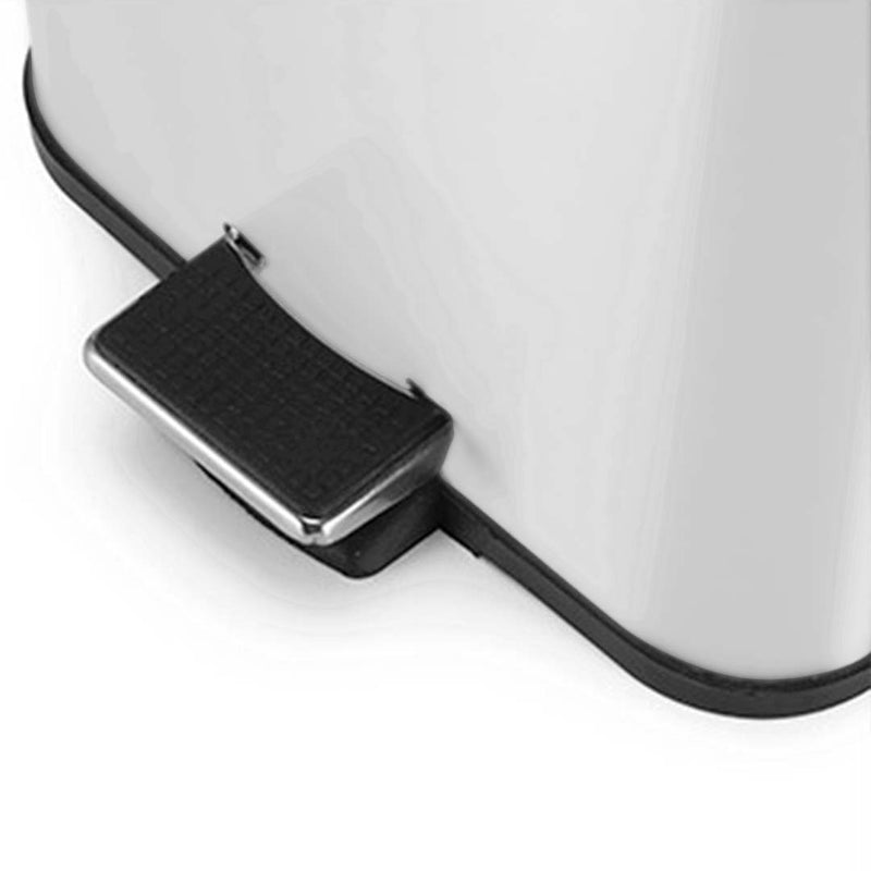 SOGA 4X 6L Foot Pedal Stainless Steel Rubbish Recycling Garbage Waste Trash Bin Square White