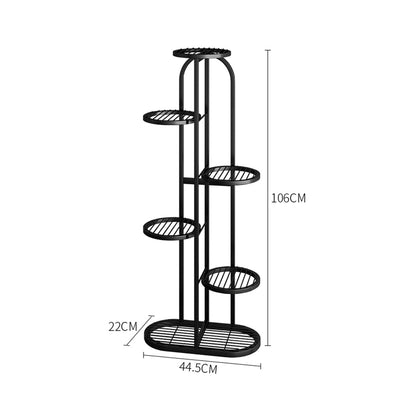 SOGA 6 Tier 7 Pots Black Metal Plant Rack Flowerpot Storage Display Stand Holder Home Garden Decor