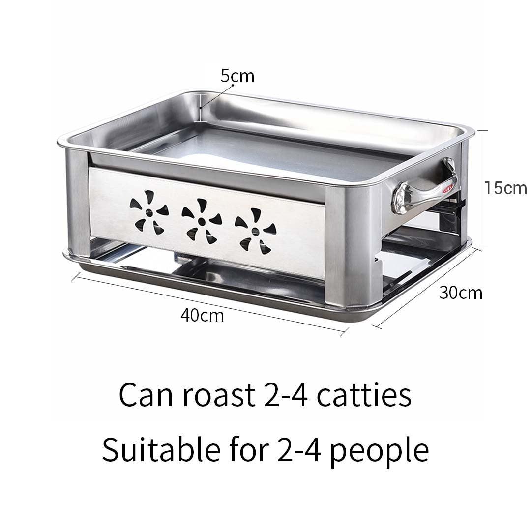 40CM Portable Stainless Steel Outdoor Chafing Dish BBQ Fish Stove Grill Plate - Gifts-Australia