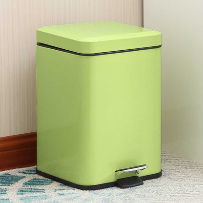 SOGA 2X 6L Foot Pedal Stainless Steel Rubbish Recycling Garbage Waste Trash Bin Square Green