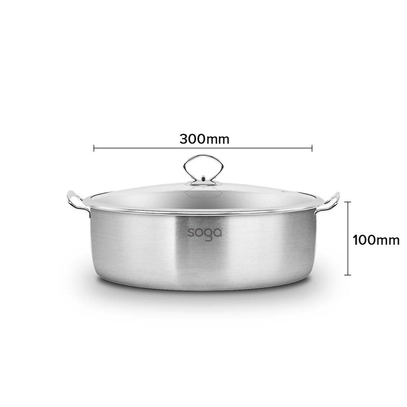 SOGA Dual Burners Cooktop Stove 30cm Stainless Steel Induction Casserole and 30cm Fry Pan