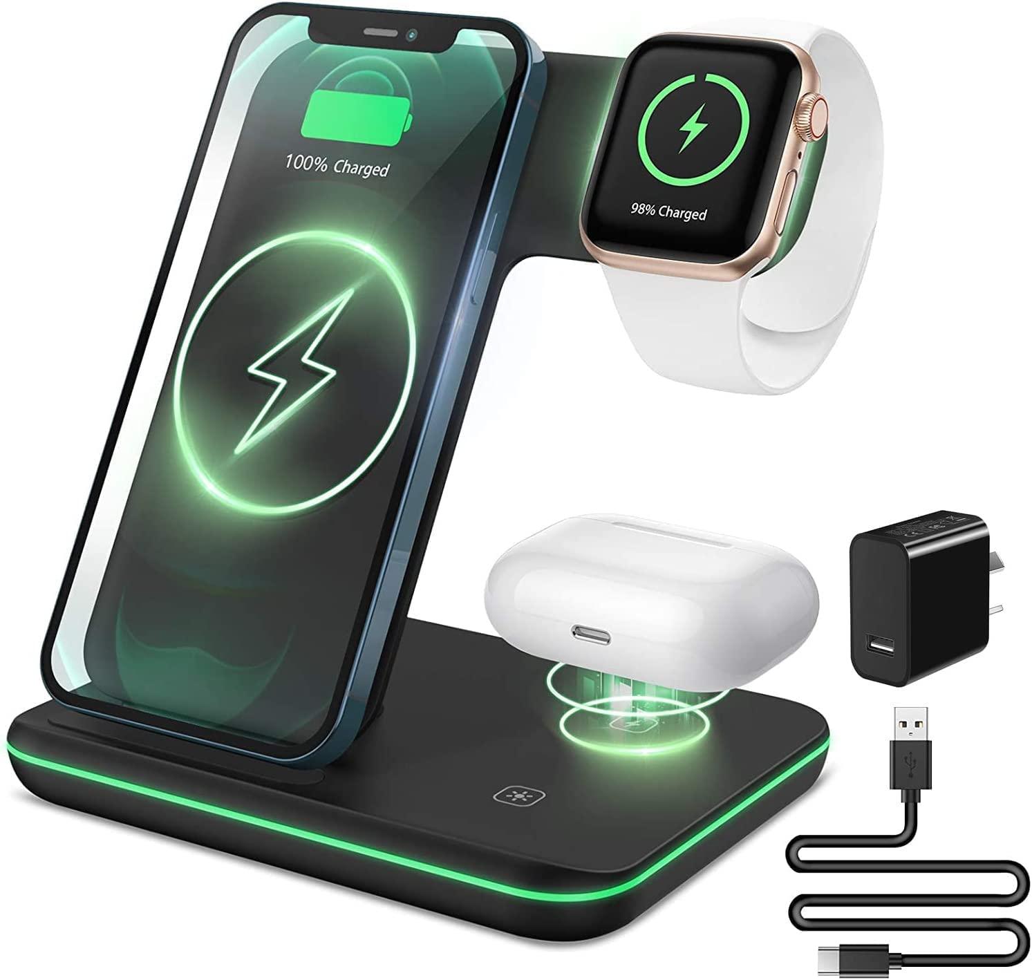 Wireless Charger 3 in 1 15W Fast Wireless Charging Station