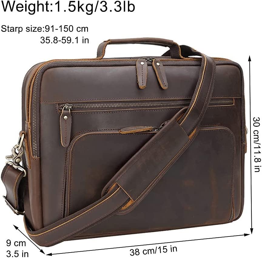 TIDING Leather Briefcase for Men 15.6 Laptop Messenger Bag Travel Bus Gifts Hub Australia