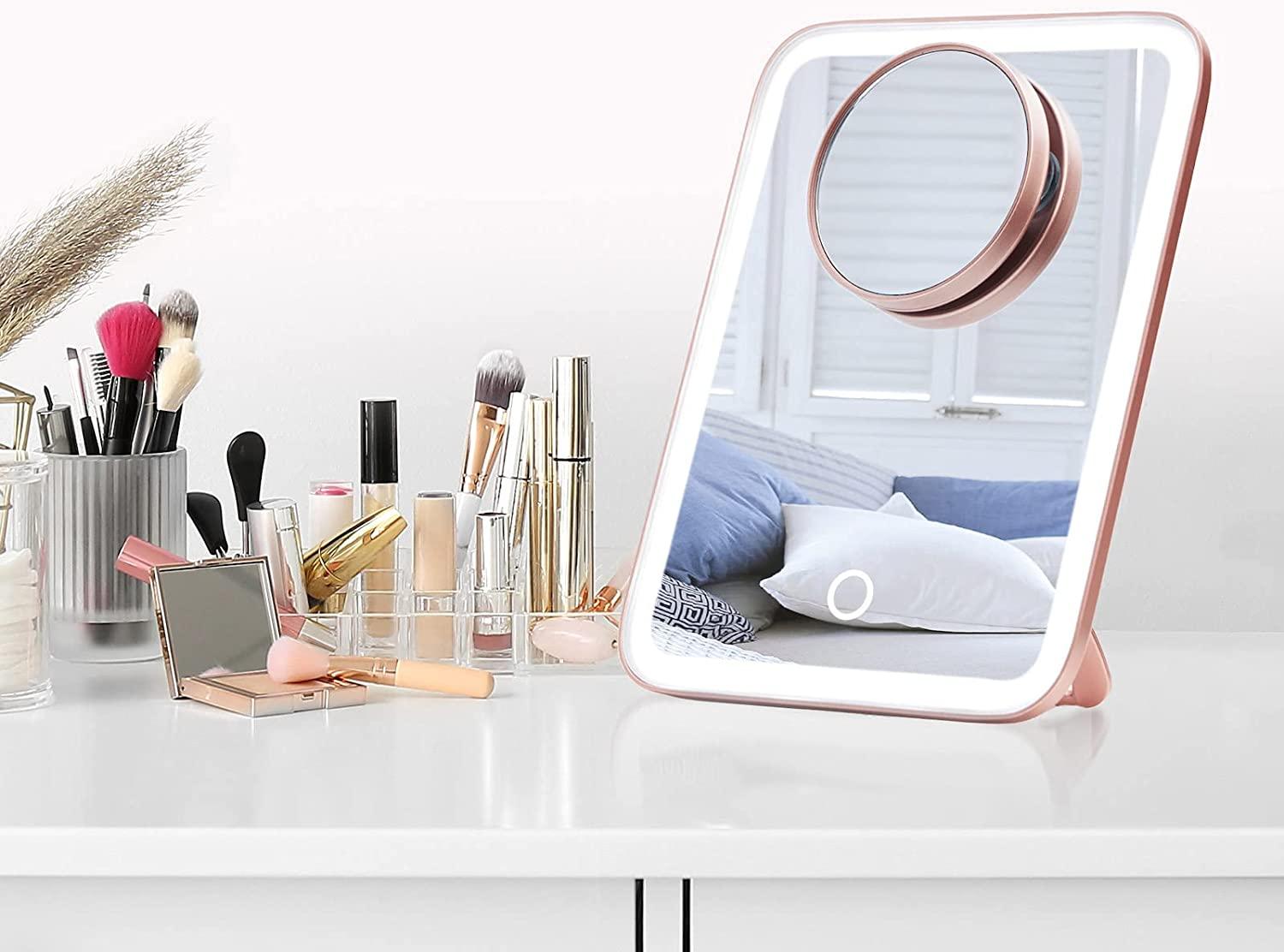 Rose gold led clearance makeup mirror