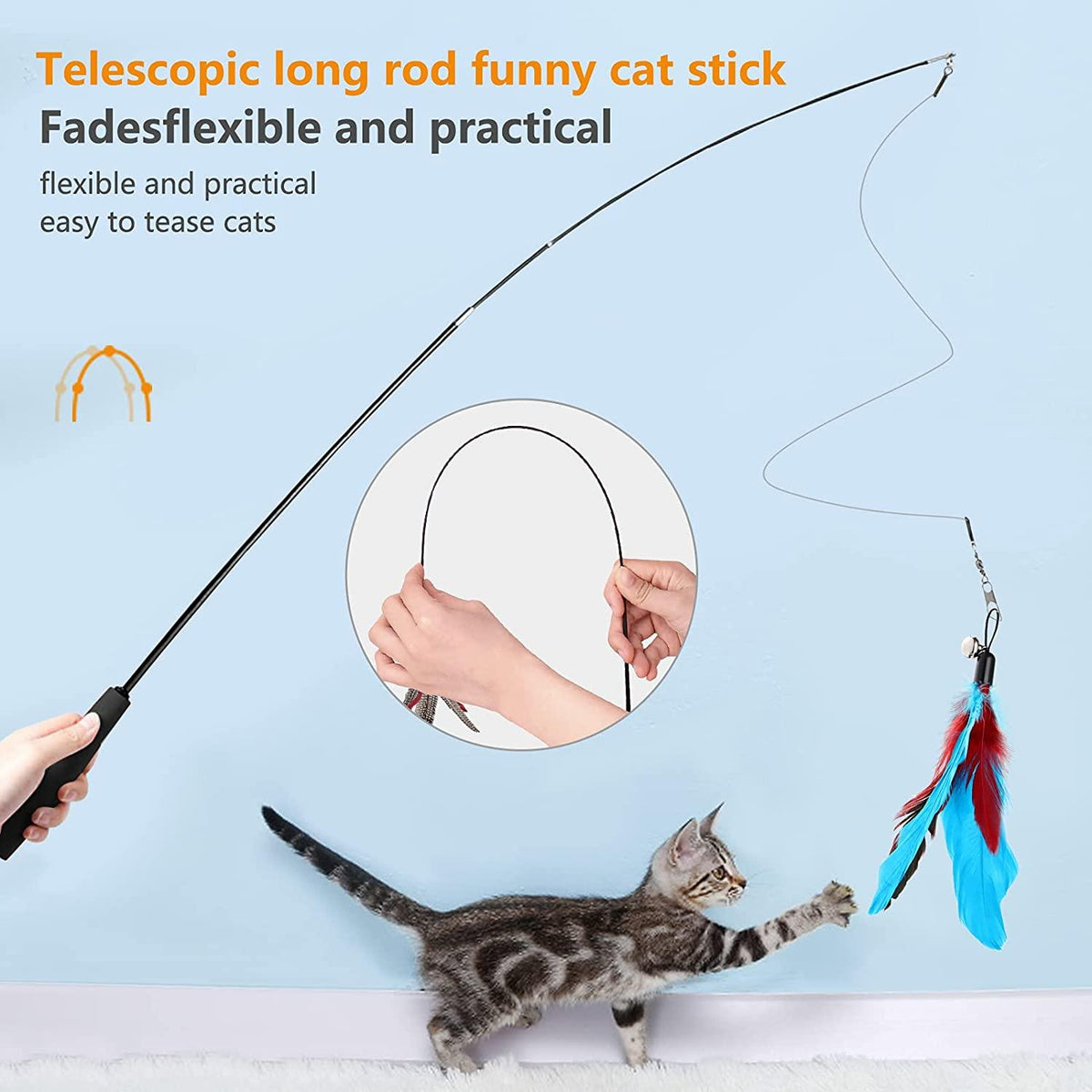 12PCS Interactive Cat Feather Wand Toy Set 12PCS Interactive Cat Feather Wand Toy Set