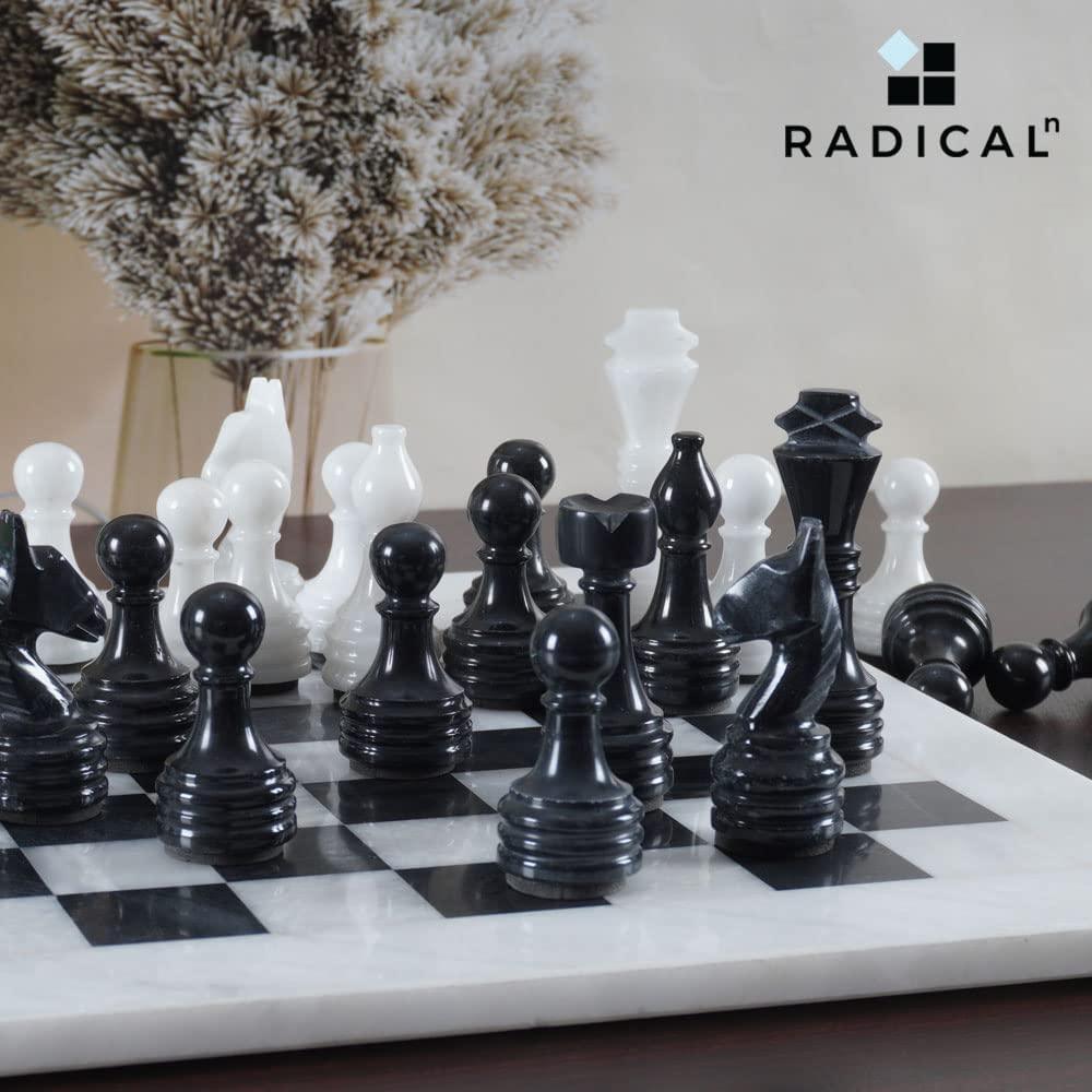 RADICALn 15 Inches Handmade White and Black Weighted Full Chess Game S ...