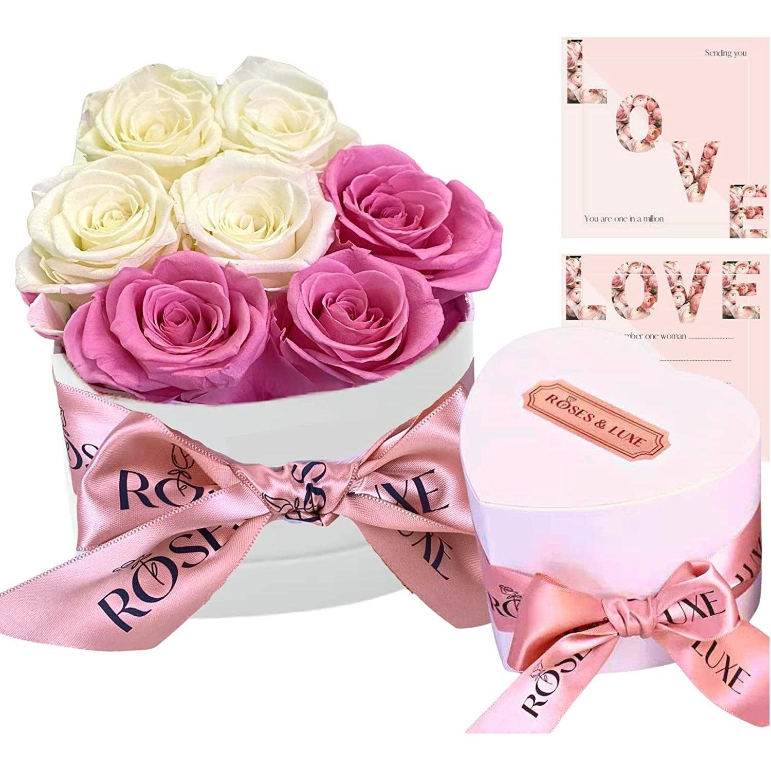 Preserved Flowers Roses in a Box, 7 Luxury Roses, Premium Roses Last f ...