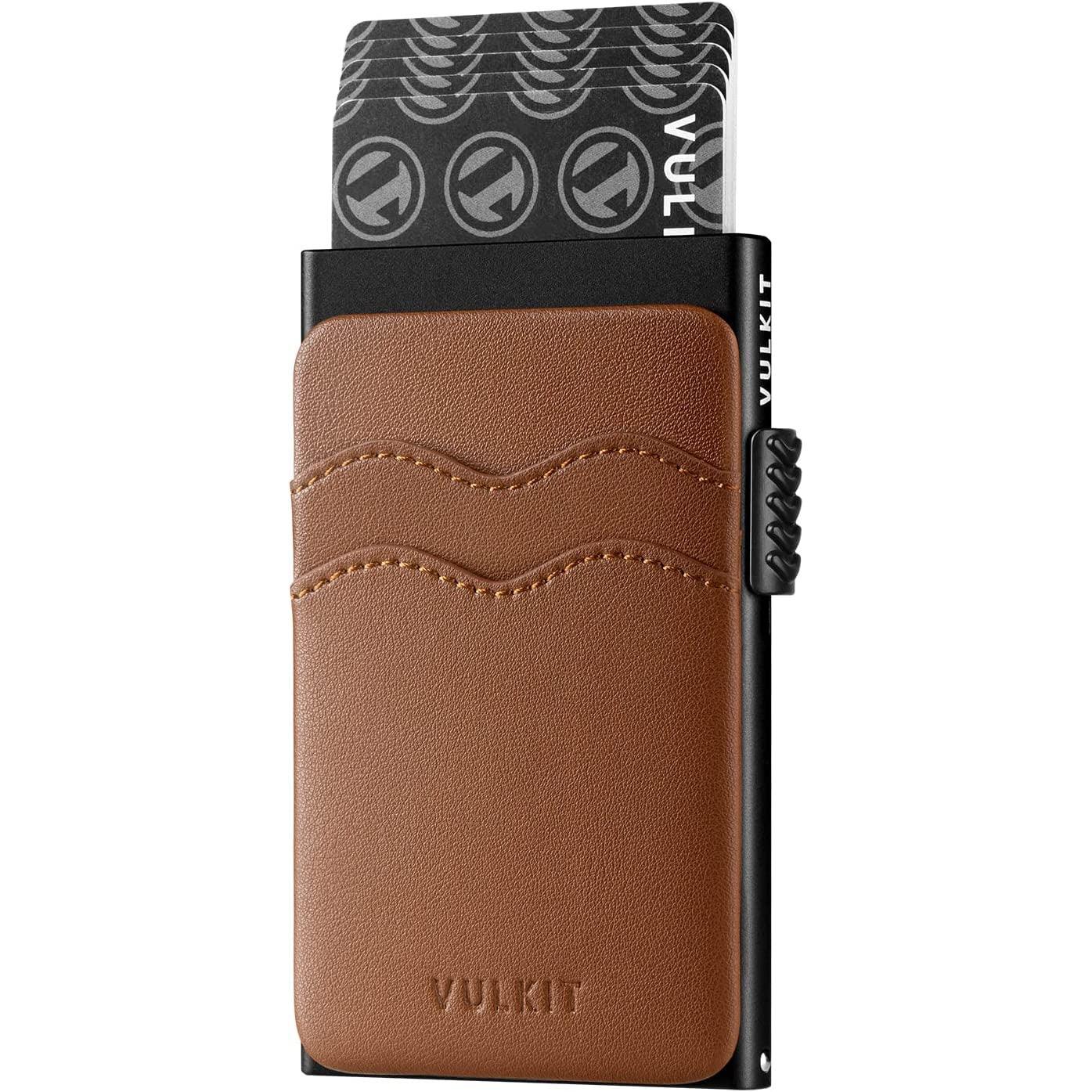 Ridge Wallet VULKIT Slanke Herenportemonnee Met Minimalistische Tweevoudige Pop-up Kaarthouder, RFID-blokkering, Magnetische Sluiting, Kan 12 Kaarten Bevatten, Zwart (Pure Black), Modern Mannen Portemonnee