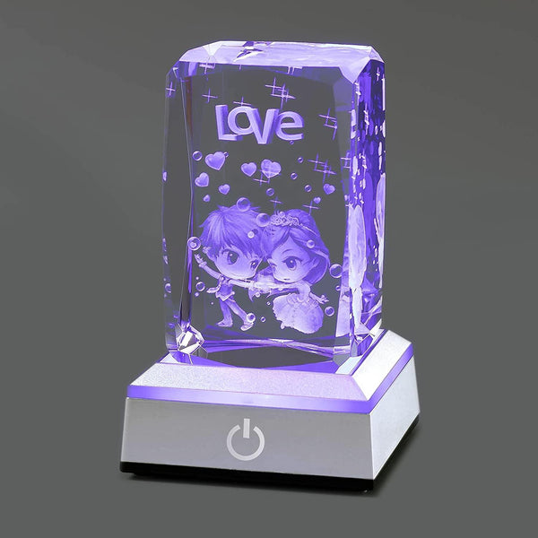 hochance 3D Rose Crysatl with LED Display Base,I Love You Anniversary Gifts for Girlfriend Wife Her,Unique Special Happy Mothers Valentines Day Present Funny Multicolor Nightlight Decoration