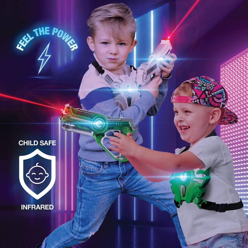 Play22 Laser Tag Sets Gun Vest Infrared Laser Tag Set 4 Guns 4 Vests Laser Tag Gun Toys for Indoor Outdoor Laser Tag Game Set Best Gift Boys
