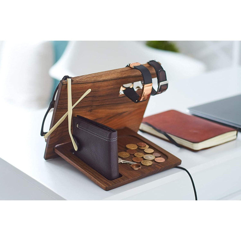 Wood Phone Docking Station ,Nightstand Purse Tablet,Male Travel Idea Gadgets Christmas gift - Gifts-Australia